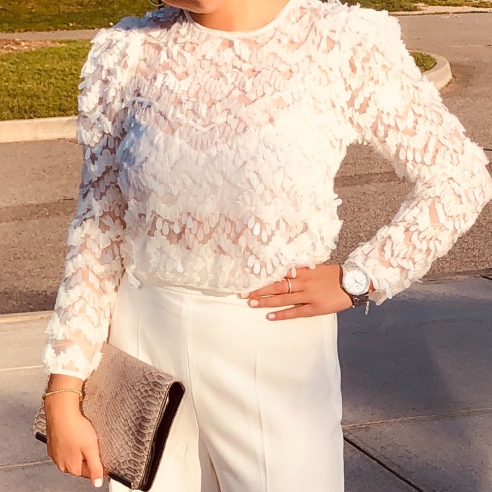 Eye-catching Zara white sequin top size small